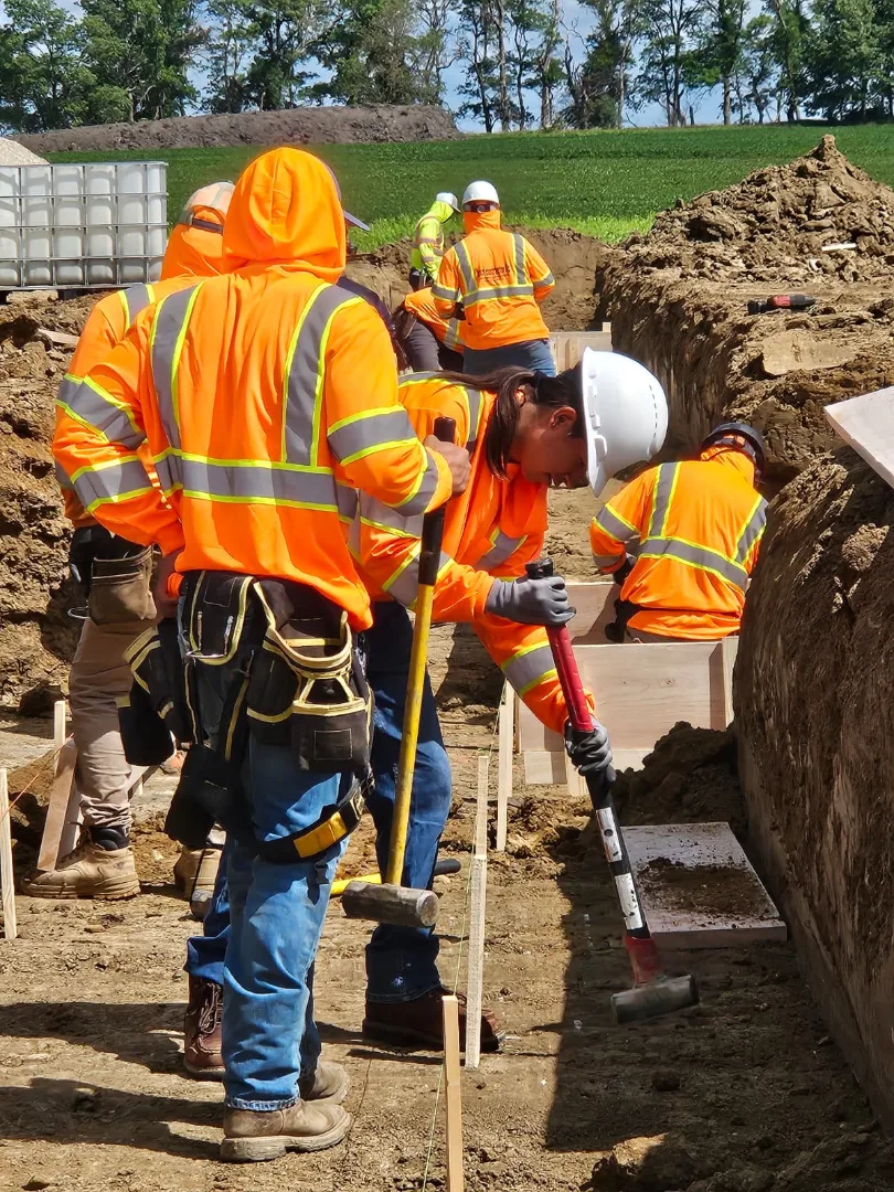 Construction team at work